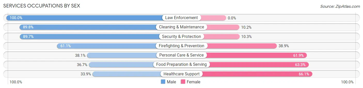 Services Occupations by Sex in Fergus County