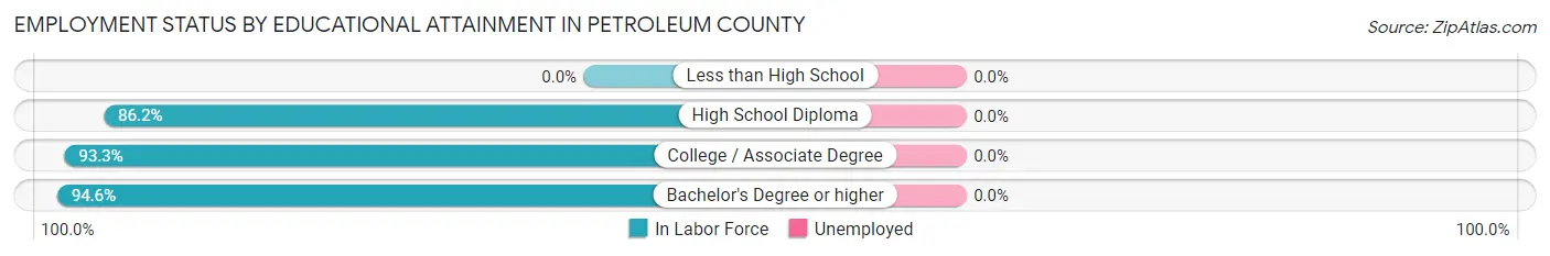 Employment Status by Educational Attainment in Petroleum County
