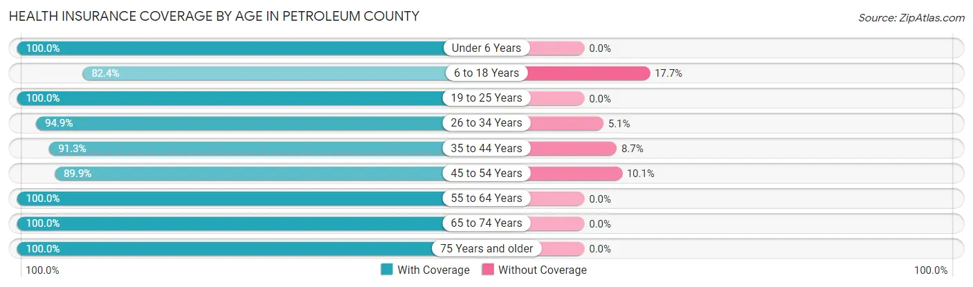 Health Insurance Coverage by Age in Petroleum County