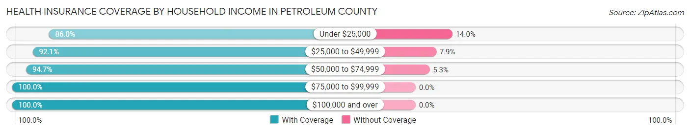 Health Insurance Coverage by Household Income in Petroleum County