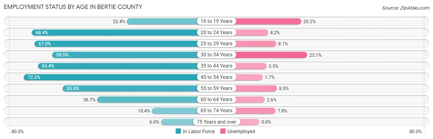 Employment Status by Age in Bertie County