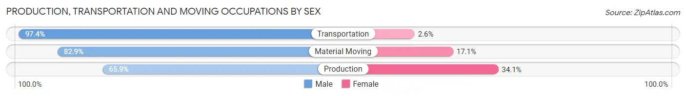 Production, Transportation and Moving Occupations by Sex in Burke County