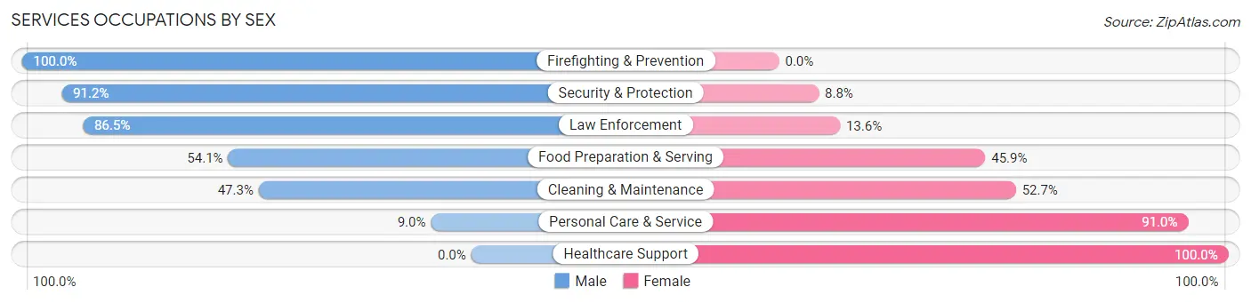 Services Occupations by Sex in Chowan County