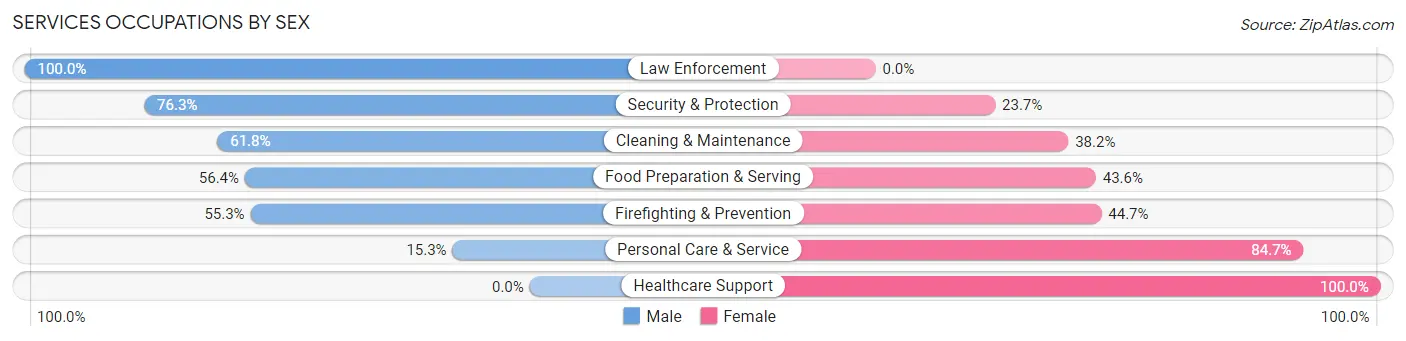 Services Occupations by Sex in Currituck County
