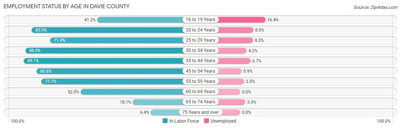 Employment Status by Age in Davie County