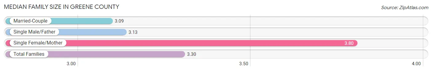 Median Family Size in Greene County