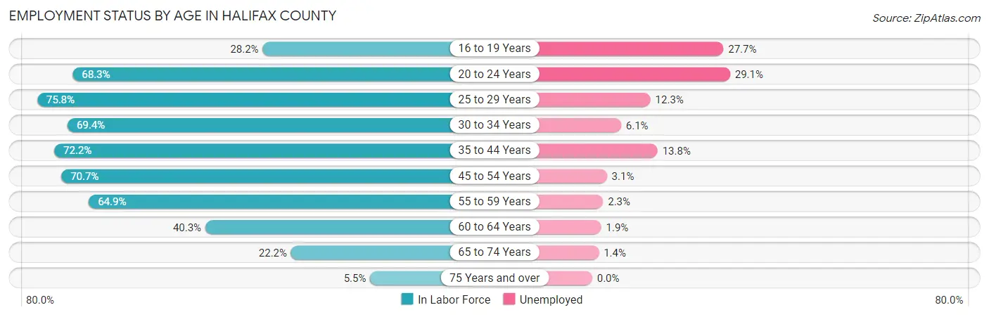 Employment Status by Age in Halifax County