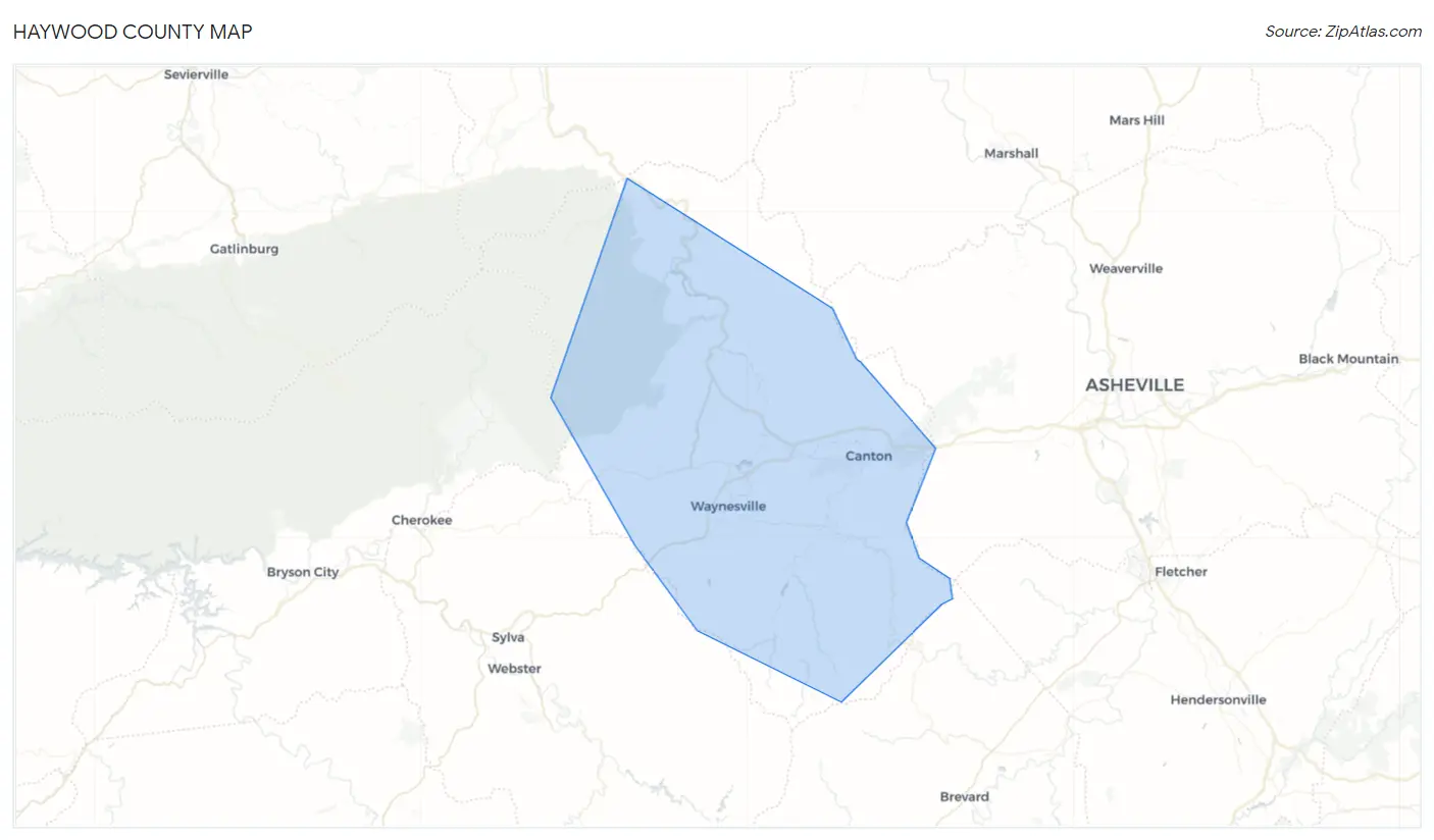Haywood County Map