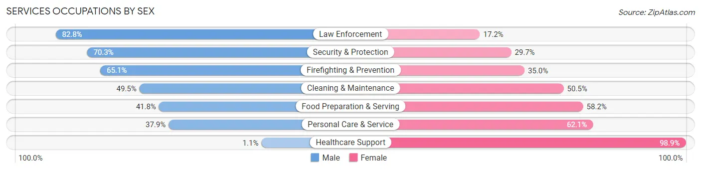 Services Occupations by Sex in Hoke County
