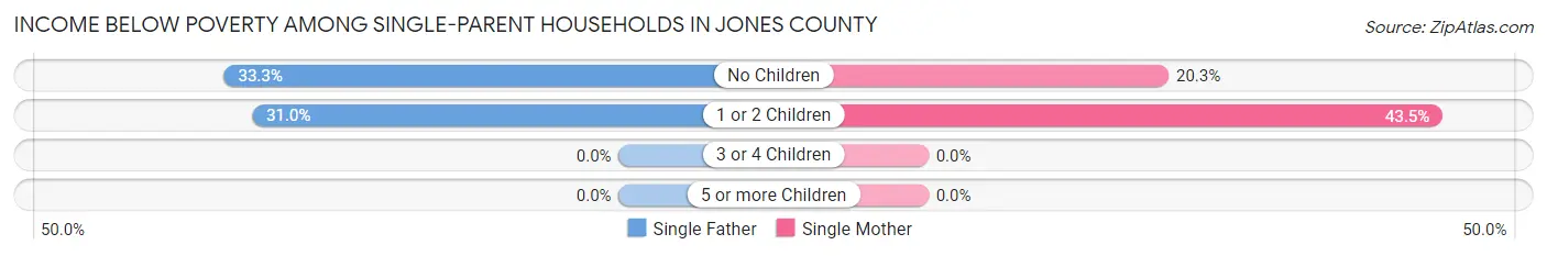 Income Below Poverty Among Single-Parent Households in Jones County