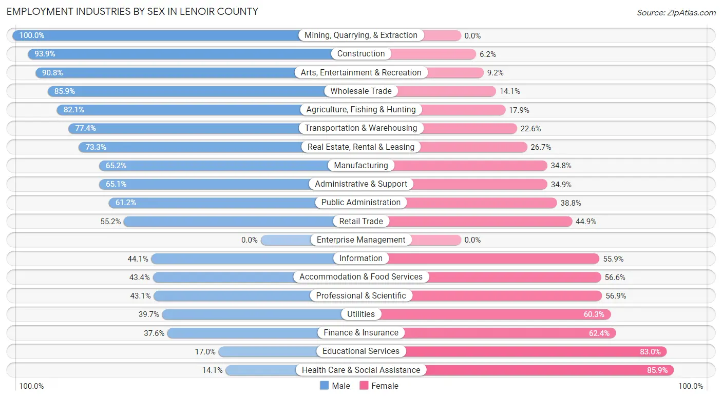 Employment Industries by Sex in Lenoir County