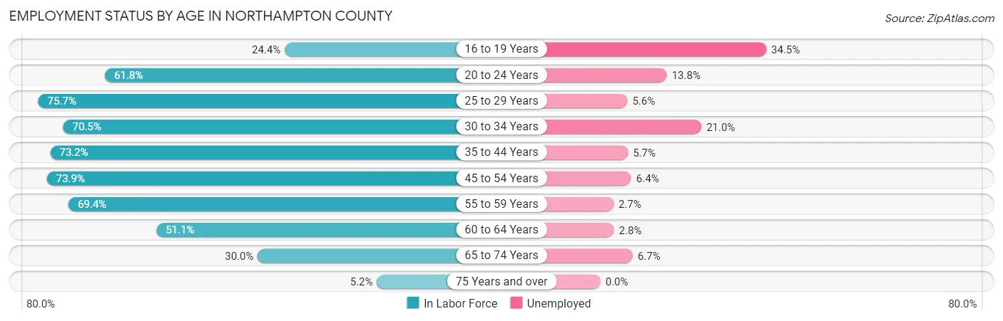 Employment Status by Age in Northampton County