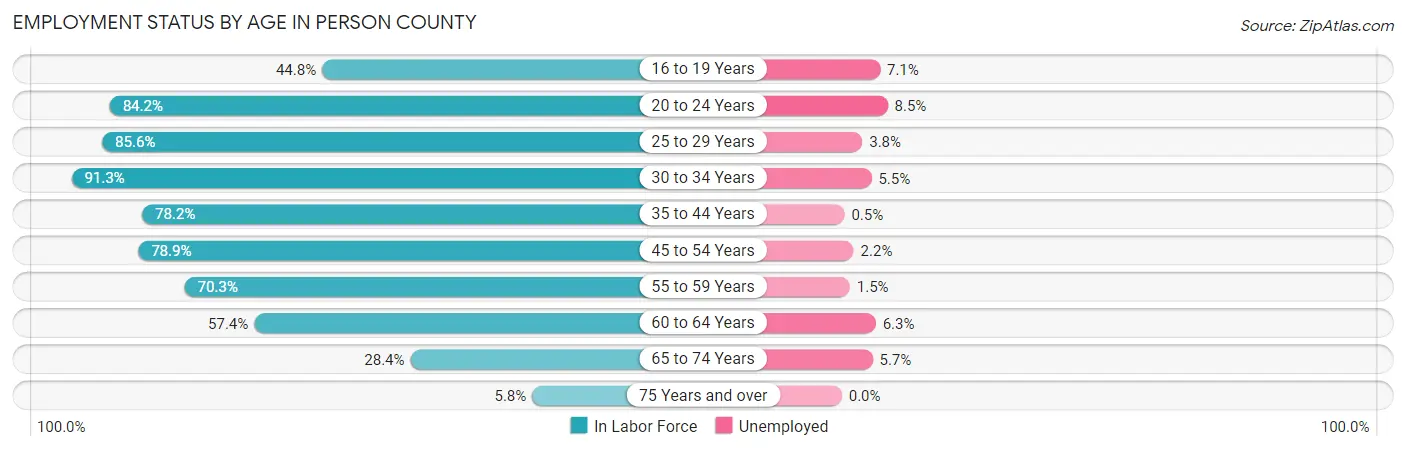 Employment Status by Age in Person County