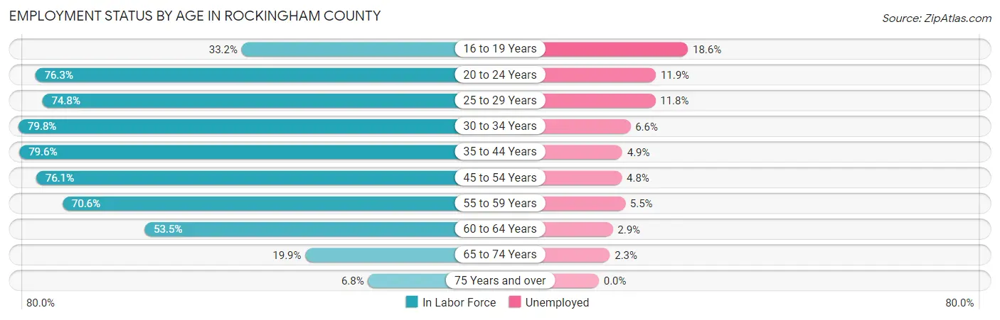 Employment Status by Age in Rockingham County