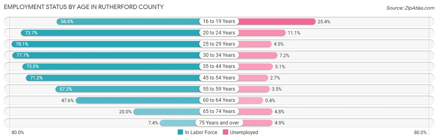 Employment Status by Age in Rutherford County