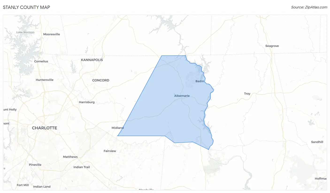 Stanly County Map