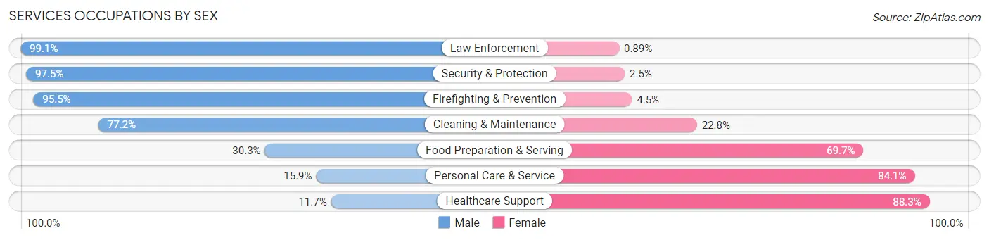 Services Occupations by Sex in Yadkin County