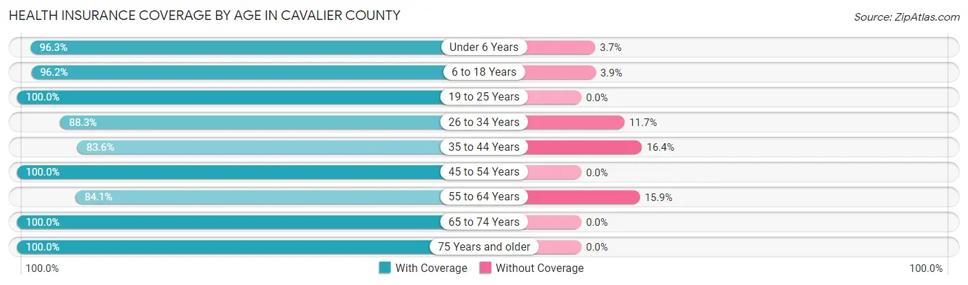 Health Insurance Coverage by Age in Cavalier County