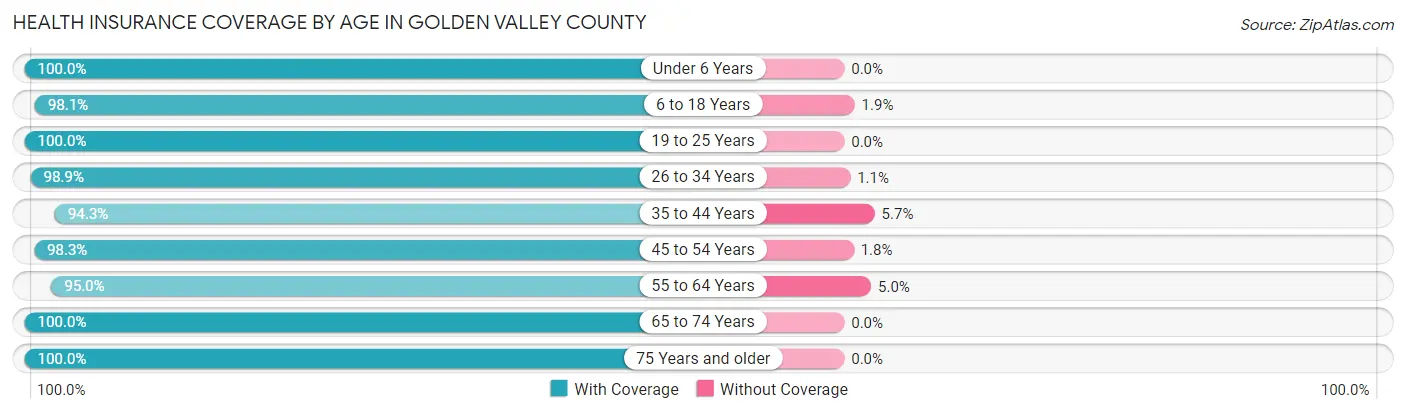 Health Insurance Coverage by Age in Golden Valley County