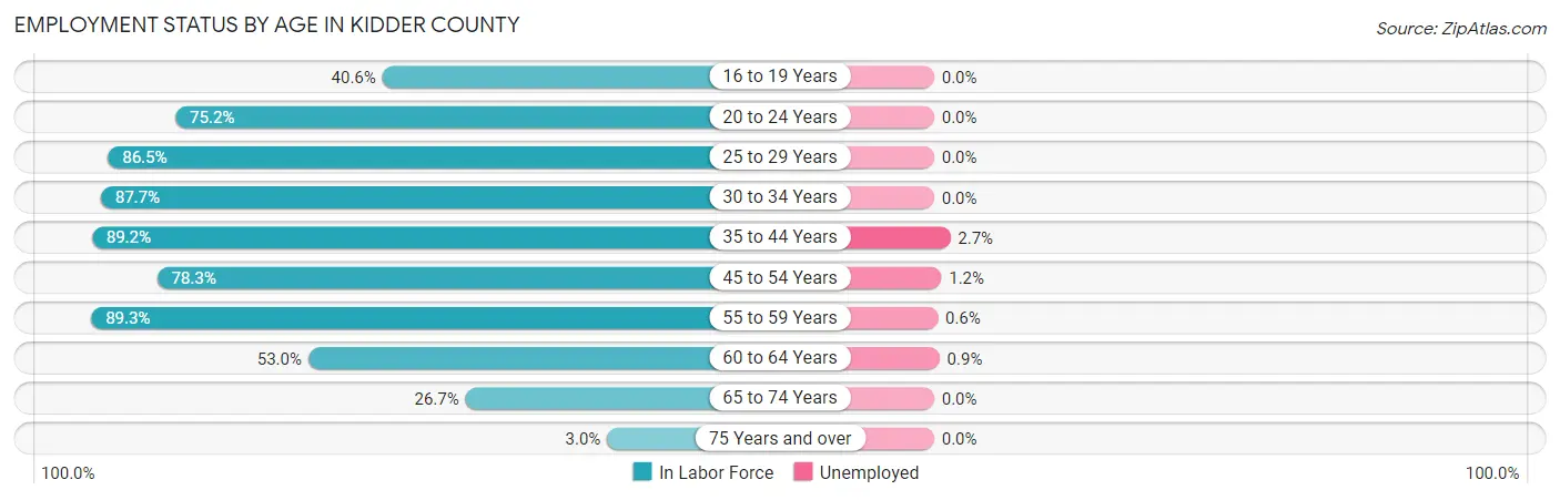 Employment Status by Age in Kidder County
