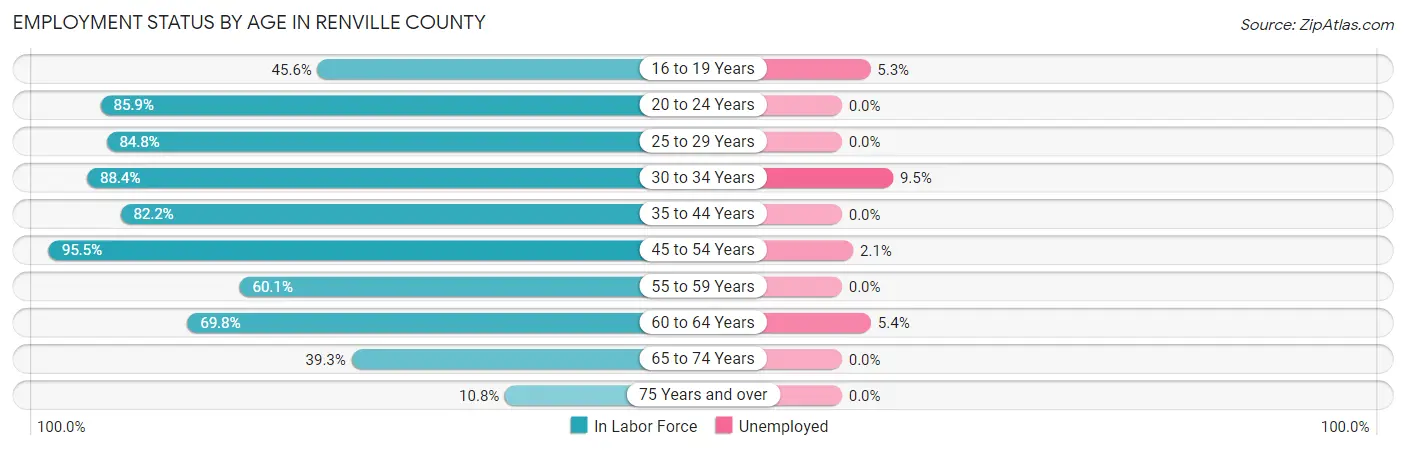 Employment Status by Age in Renville County