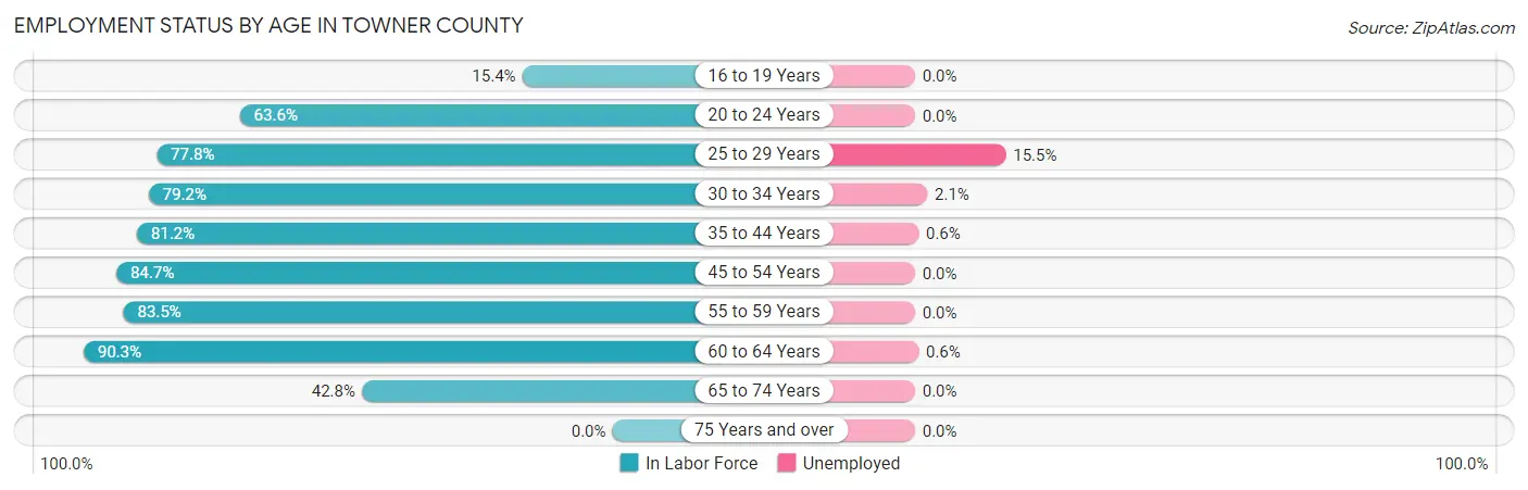 Employment Status by Age in Towner County
