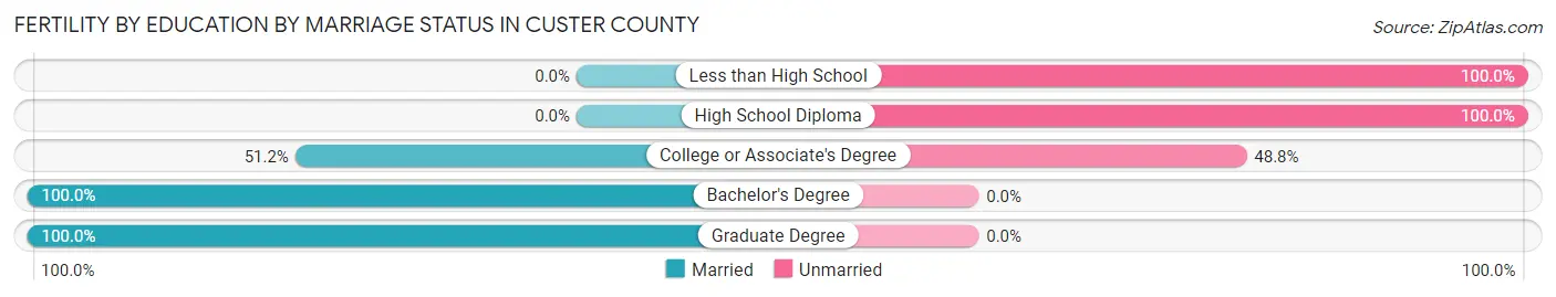 Female Fertility by Education by Marriage Status in Custer County