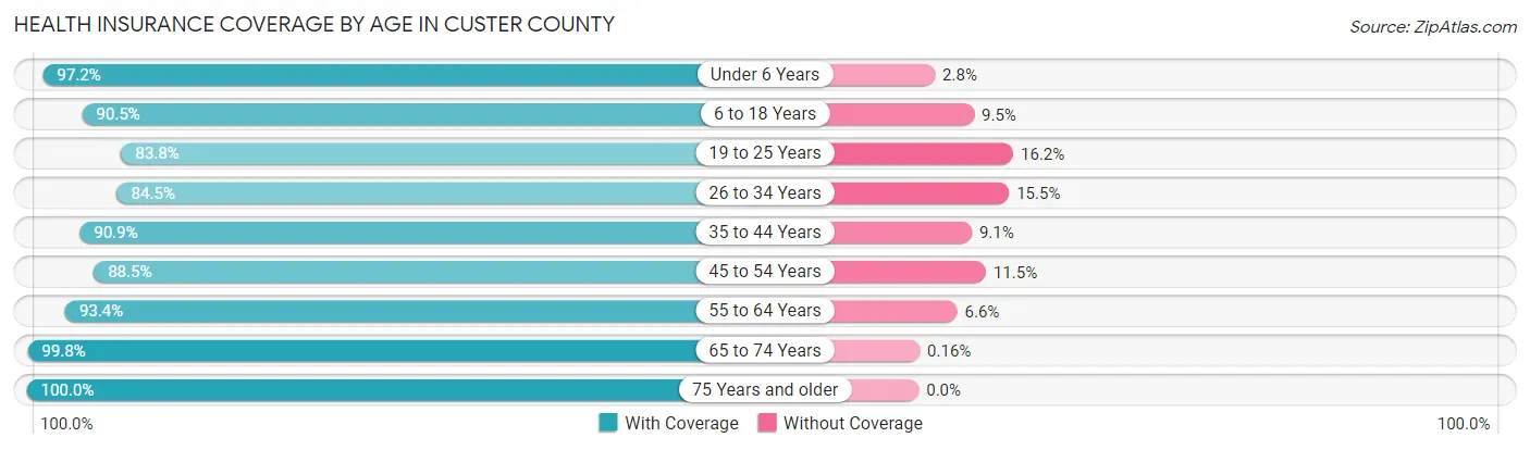 Health Insurance Coverage by Age in Custer County