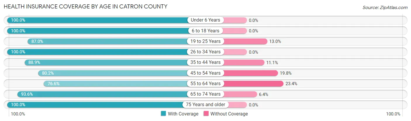 Health Insurance Coverage by Age in Catron County