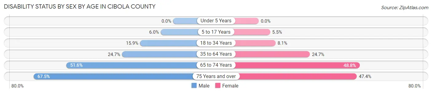 Disability Status by Sex by Age in Cibola County