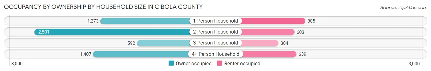 Occupancy by Ownership by Household Size in Cibola County