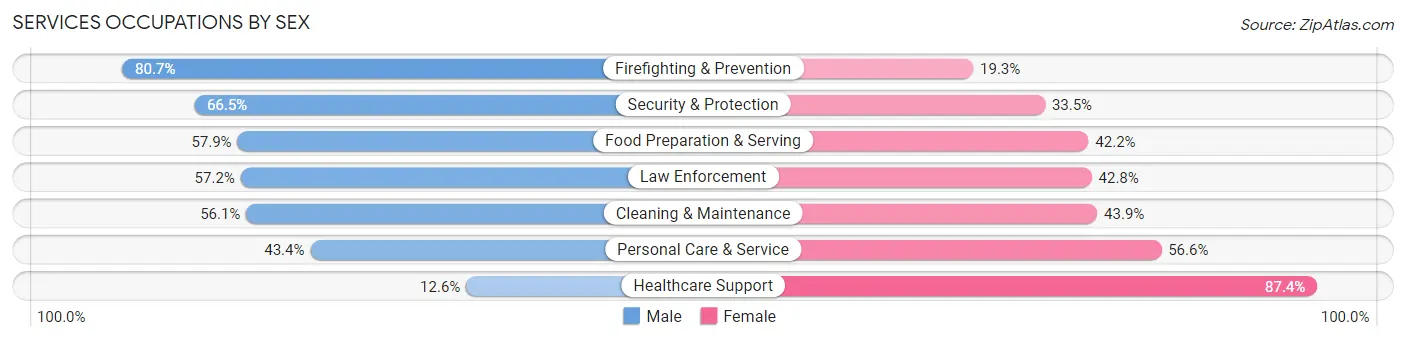 Services Occupations by Sex in Cibola County