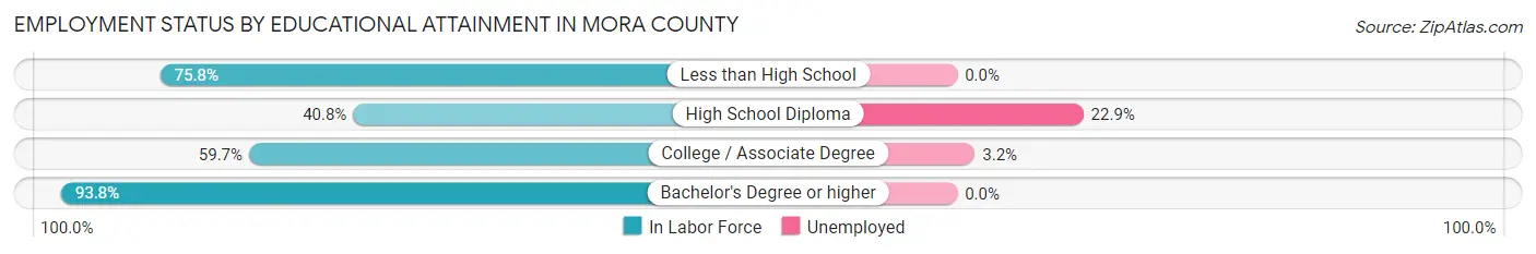 Employment Status by Educational Attainment in Mora County