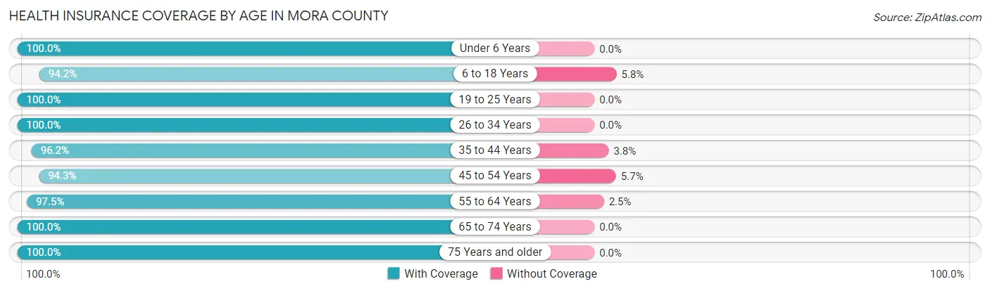 Health Insurance Coverage by Age in Mora County
