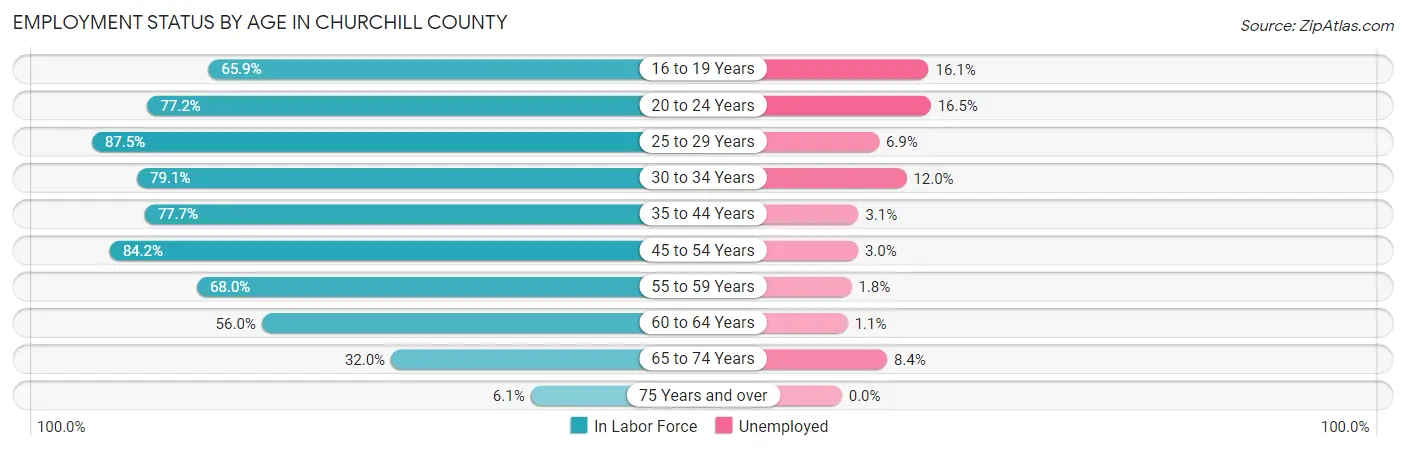 Employment Status by Age in Churchill County