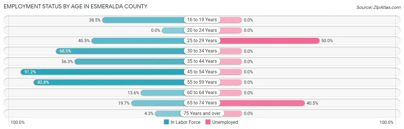 Employment Status by Age in Esmeralda County