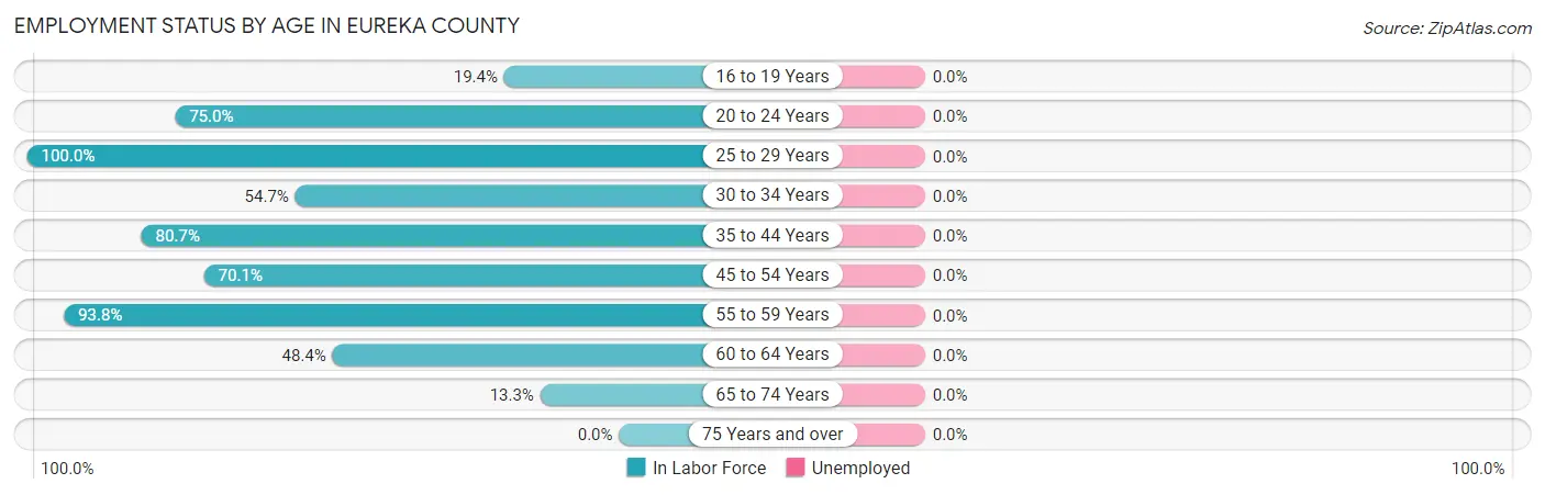 Employment Status by Age in Eureka County