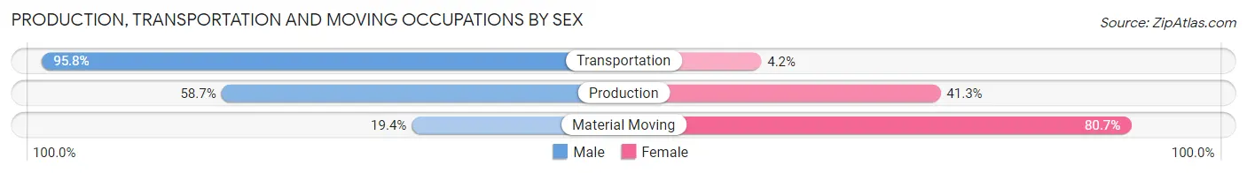 Production, Transportation and Moving Occupations by Sex in Mineral County