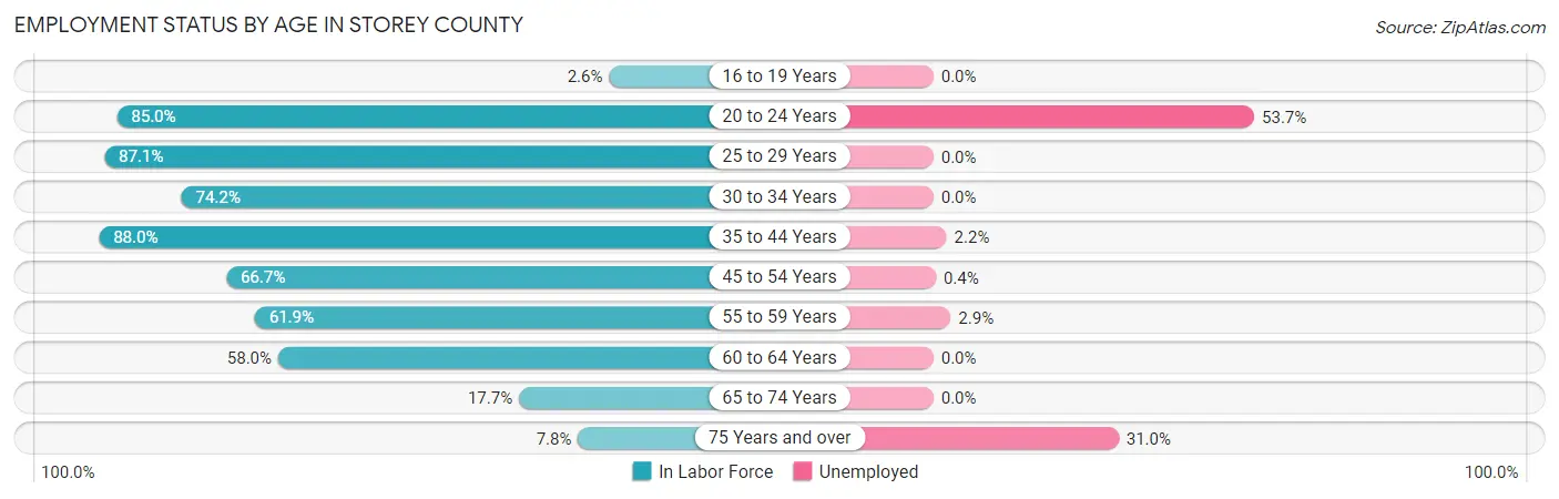 Employment Status by Age in Storey County