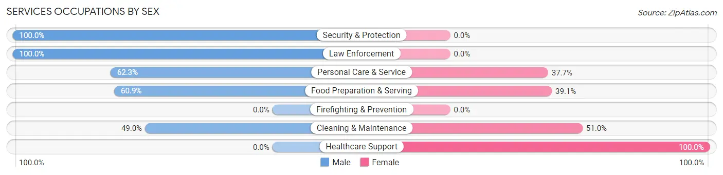 Services Occupations by Sex in White Pine County