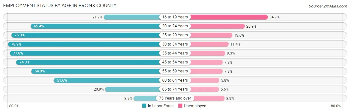 Employment Status by Age in Bronx County
