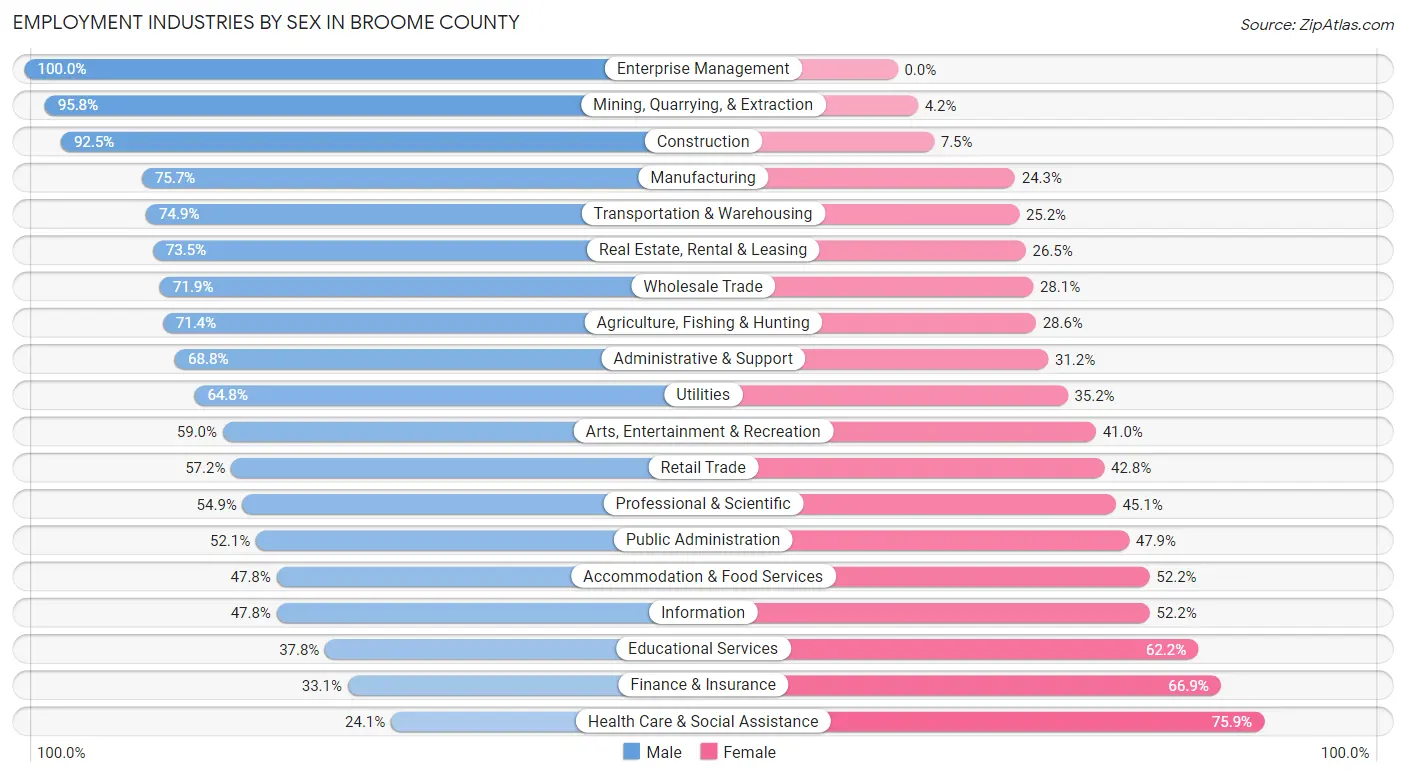 Employment Industries by Sex in Broome County
