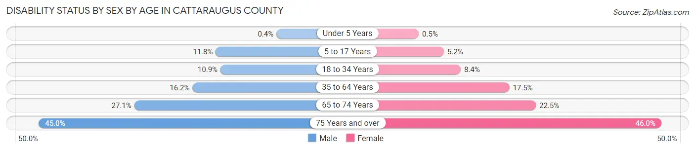 Disability Status by Sex by Age in Cattaraugus County