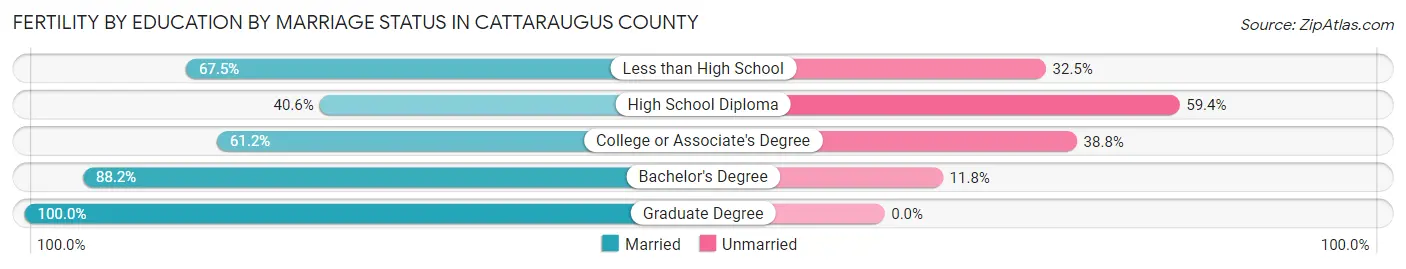 Female Fertility by Education by Marriage Status in Cattaraugus County