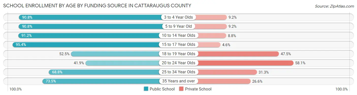 School Enrollment by Age by Funding Source in Cattaraugus County
