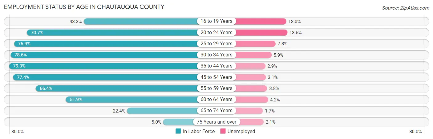 Employment Status by Age in Chautauqua County