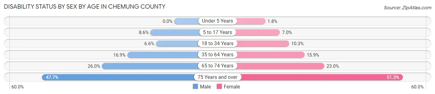 Disability Status by Sex by Age in Chemung County