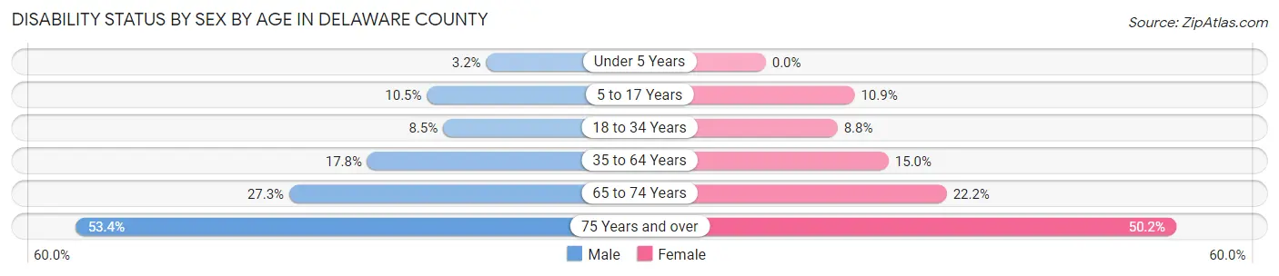 Disability Status by Sex by Age in Delaware County