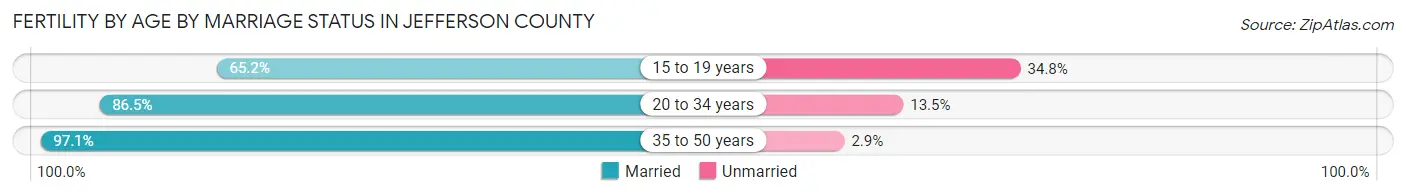 Female Fertility by Age by Marriage Status in Jefferson County
