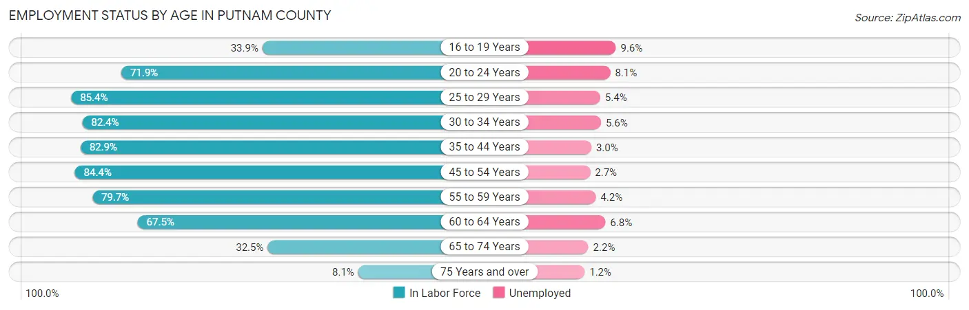Employment Status by Age in Putnam County